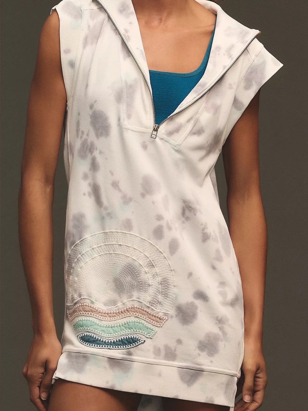 Daily Practice by Anthropologie Embroidered Sleeveless Tunic Sweatshirt S dress